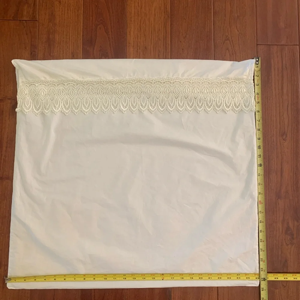 Charter Club Euro Pillow Sham & King Pillowcase Bundle Ivory Cotton Lace Trim